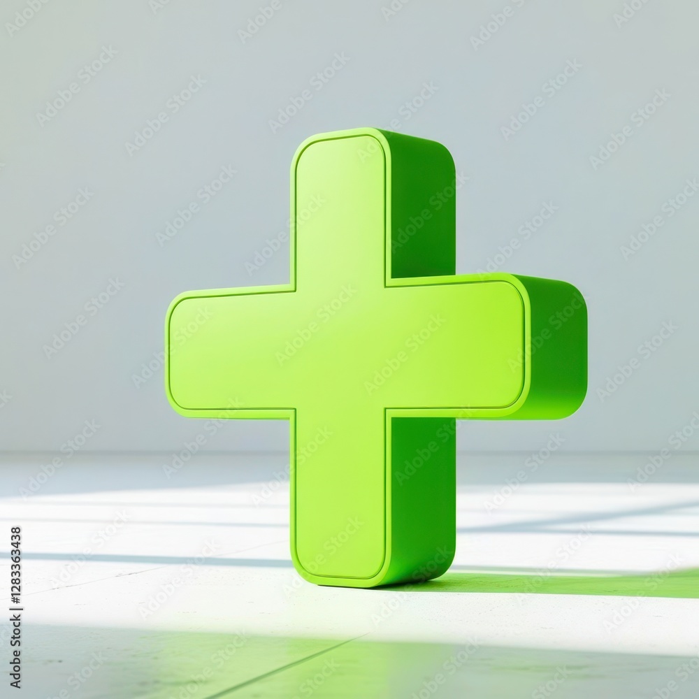 Obraz premium Green cross with a plus sign in the middle