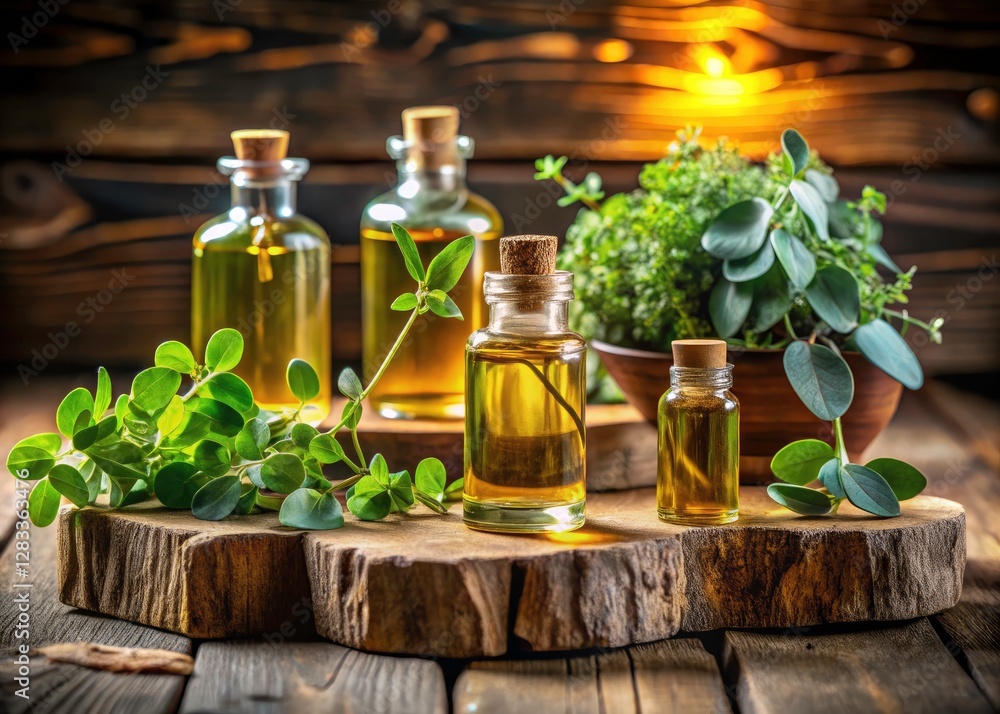 Experience natural aromatherapy with our organic eucalyptus essential oil; perfect for massage, relaxation, and holistic wellness, presented on a beautiful wooden stand. Experience natural aromatherapy with our organic eucalyptus essential oil; perfect for massage, relaxation, and holistic wellness, presented on a beautiful wooden stand.