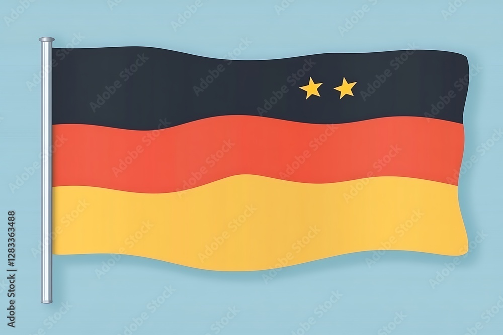 Naklejka premium German flag waving, light blue background