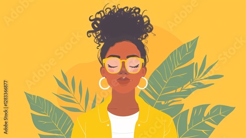 Female Celebrating Yellow Day With Joyful Expression