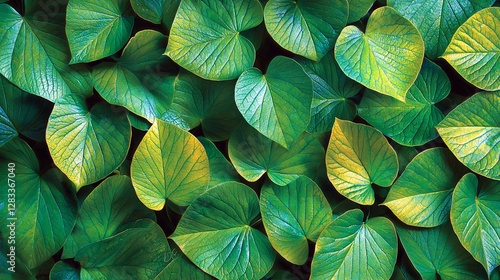 lush green heart-shaped leaves creating a vibrant natural background photo