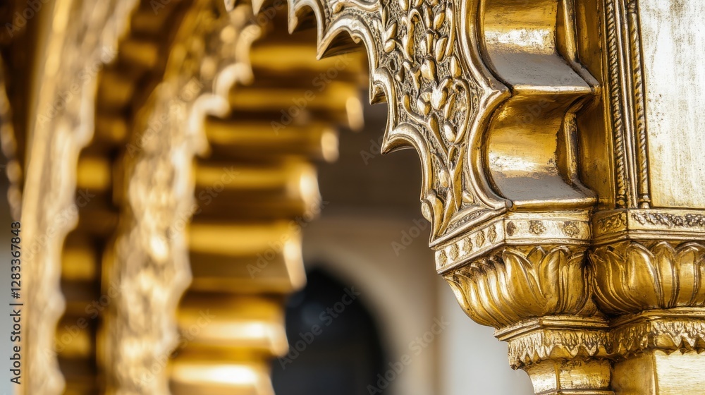Fototapeta premium Intricate Gold Carving in Architectural Design and Detail