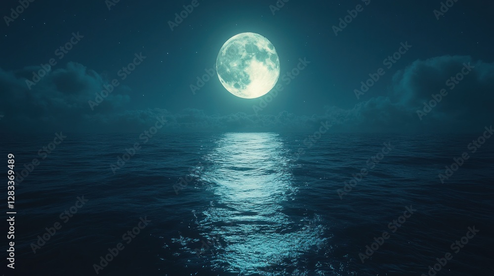 Moonlit ocean night sky Moonlit ocean night sky