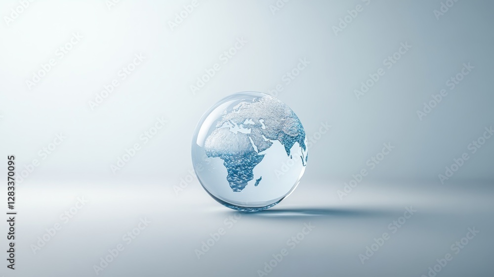 Transparent Globe Showcasing Global Mapping on Soft Background Transparent Globe Showcasing Global Mapping on Soft Background