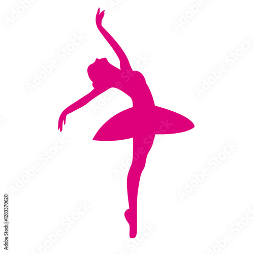 Pink Silhouette of a Ballerina in a Graceful Pose – Minimalist Dance Illustration
