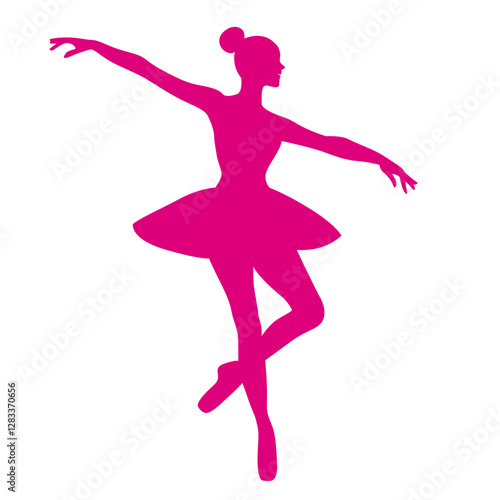 Pink Silhouette of a Ballerina in a Graceful Pose – Minimalist Dance Illustration
