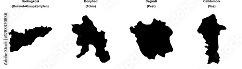 Bodrogkozi, Bonyhad, Cegledi, Celldomolk outline maps