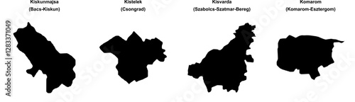 Kiskunmajsa, Kistelek, Kisvarda, Komarom outline maps