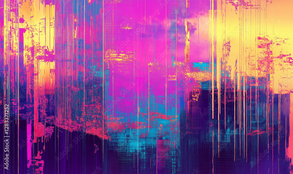 Obraz premium Retro Abstract Background in Bright Purple, Gold, and Contemporary Color Palette