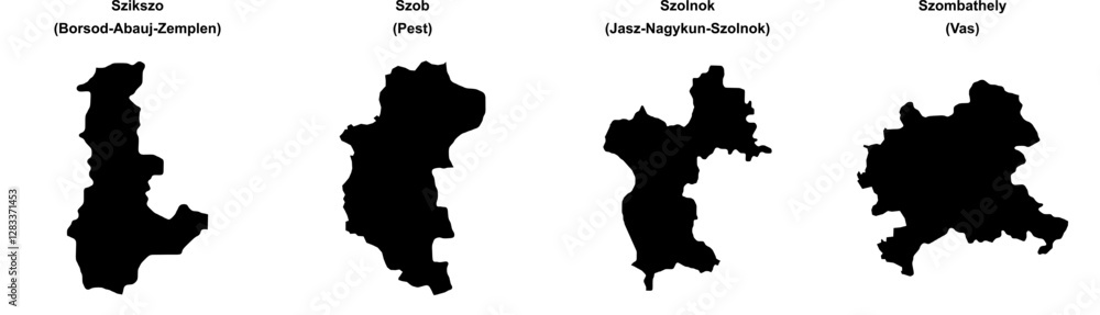 Szikszo, Szob, Szolnok, Szombathely outline maps Szikszo, Szob, Szolnok, Szombathely outline maps