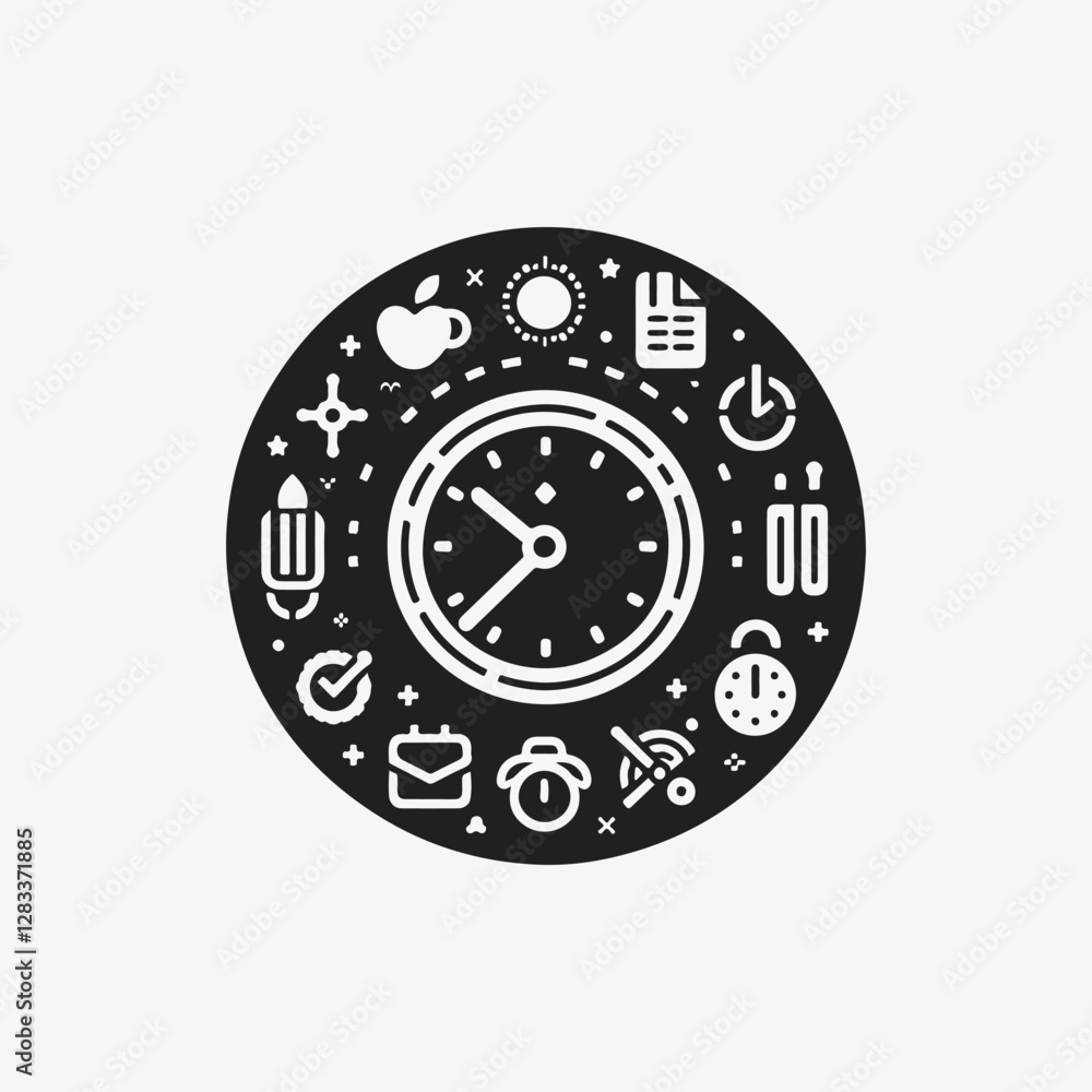 minimalist clock icon. Clock or watch logo concept. line art clock vector logo minimalist clock icon. Clock or watch logo concept. line art clock vector logo