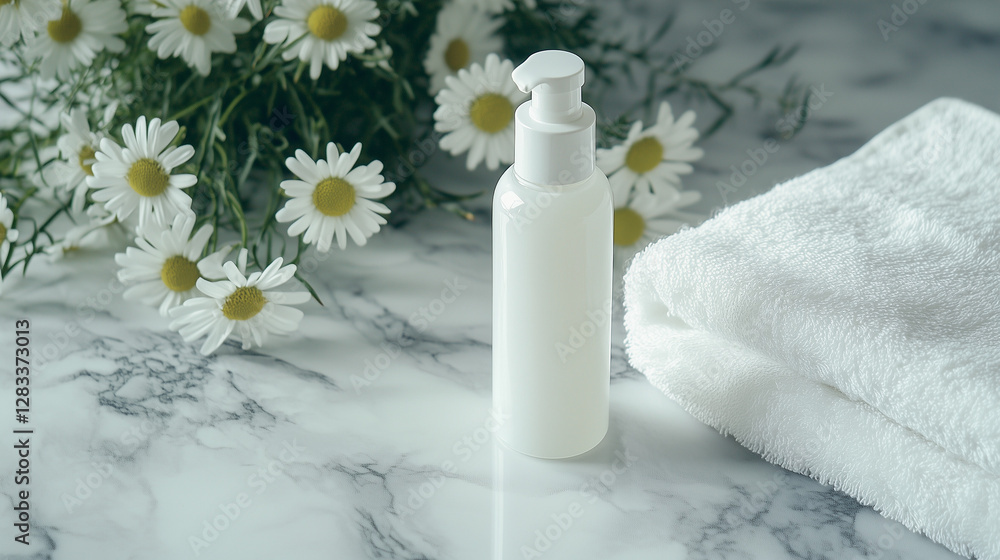 A Bottle of Lotion Placed on a Table Next to a Warm, Cozy Setup