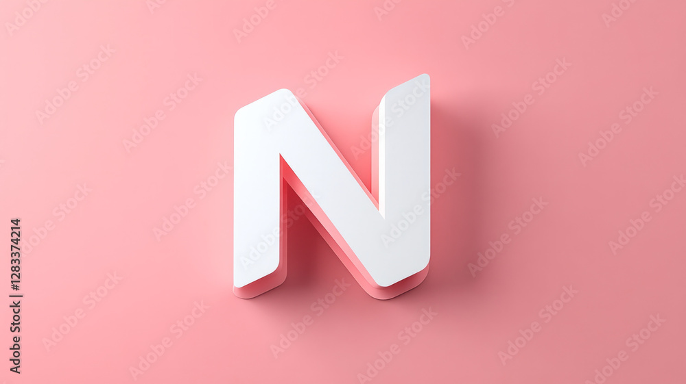 The letter N is shown in white on a pink background The letter N is shown in white on a pink background