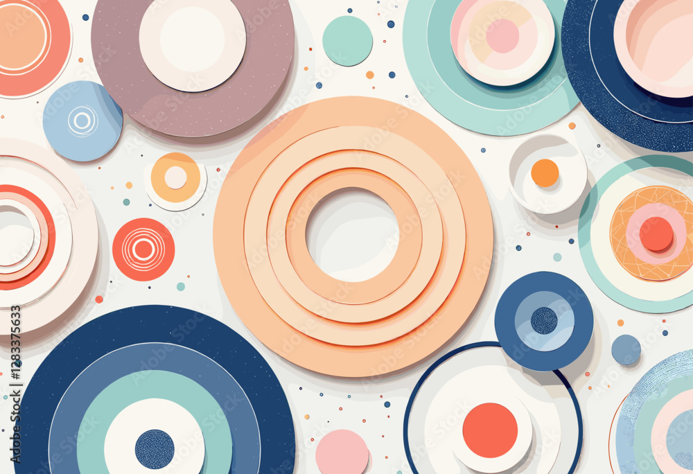 Fototapeta premium circles of various sizes and colors arranged in a visually appealing manner, with some overlapping and others spaced apart.