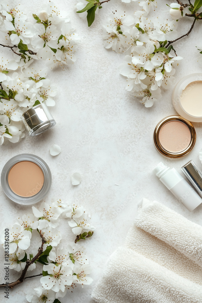 spa still life with flowers