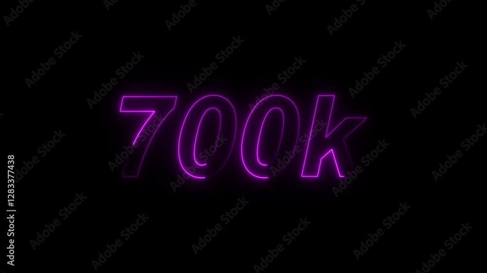 700k animation neon text effect video motion on black background. 700k Followers Celebration text animation.
700k animation neon text effect video motion on black background. 700k Followers Celebration text animation.
