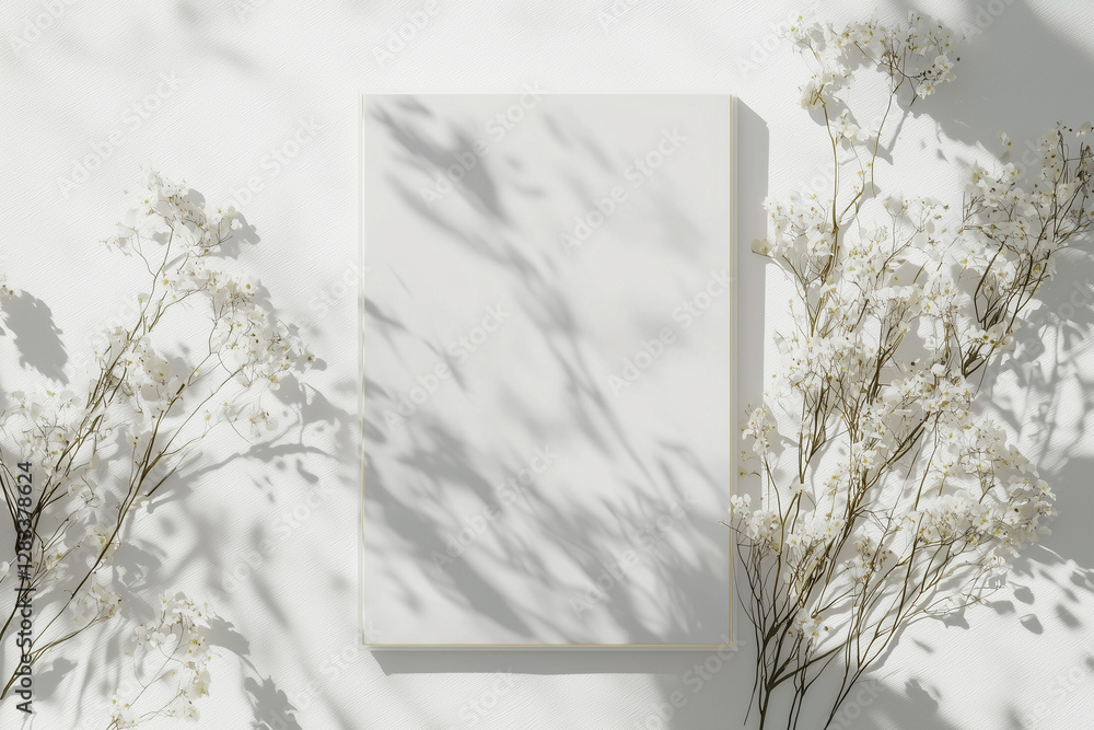 White Tabletop Mockup – Top-Down View in a Minimalist Style
