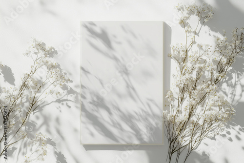 Obraz na płótnie White Tabletop Mockup – Top-Down View in a Minimalist Style w salonie