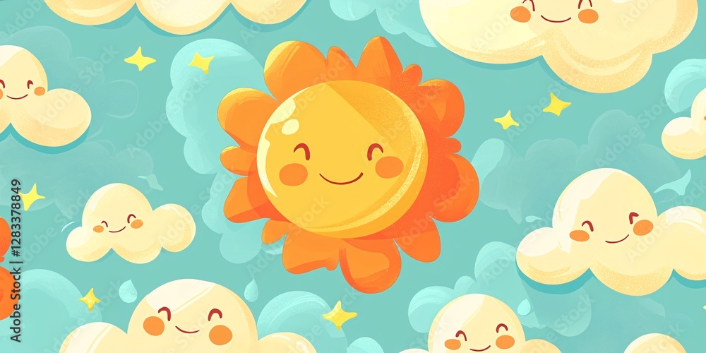 cheerful sunny clouds illustration for kids art projects cheerful sunny clouds illustration for kids art projects