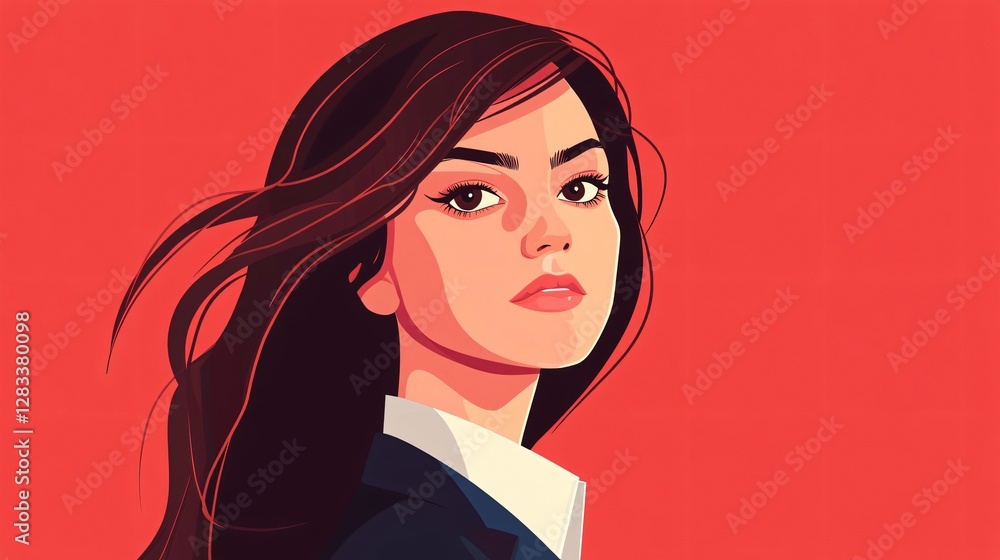 Female Professional Working on Laptop at Office Desk Vector Illustration Female Professional Working on Laptop at Office Desk Vector Illustration