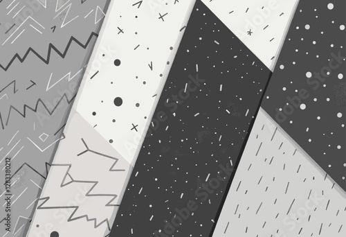 a collection of six distinct geometric patterns, each with its own unique design and color scheme.