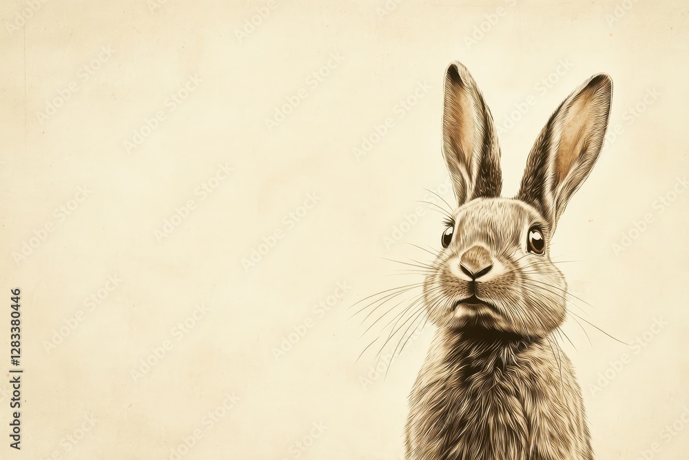Fototapeta premium Easter bunny with large ears symbolizes joy and celebration during the spring holiday season