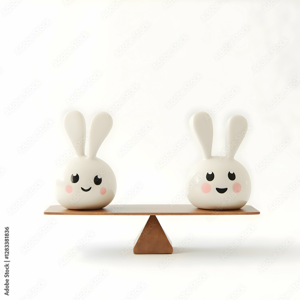 Obraz premium “Perks of a Good Job” – A balance scale with money, benefits, and happiness (Minimalist, Symbolic Look)