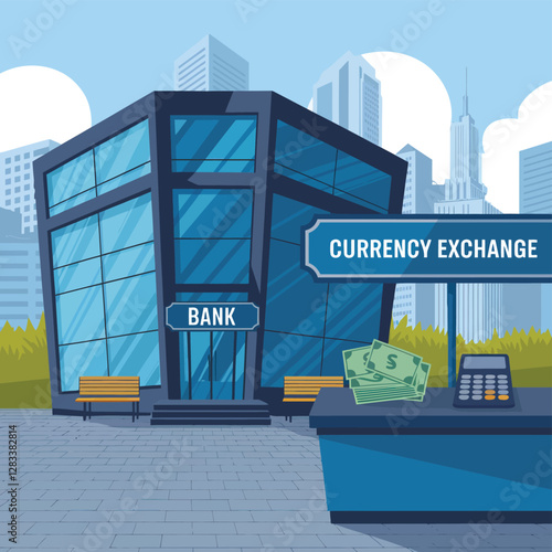 vector colorful economy trading graph cash money linked with curved dash line over the world bank