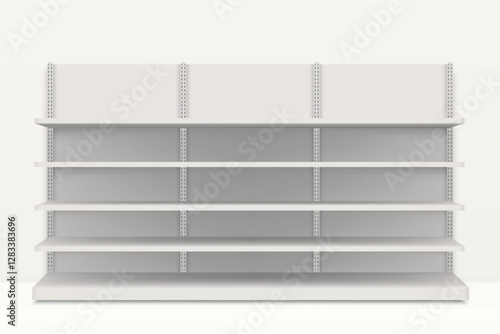 Empty White Retail Shelves in Minimalist Setting