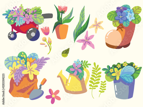 spring flower clipart flat illustration element icon