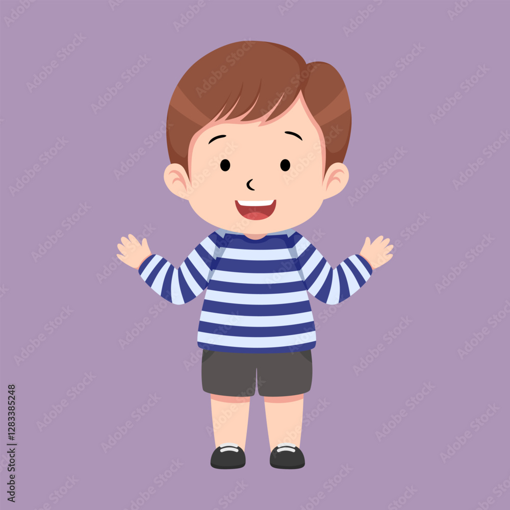 Cute little boy say hi suitable for children book Cute little boy say hi suitable for children book