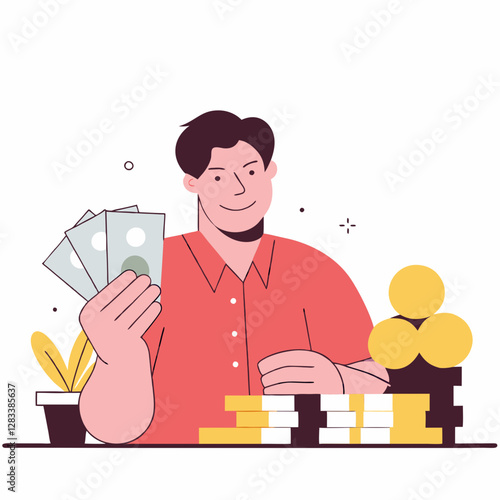 a satisfied man counting his money