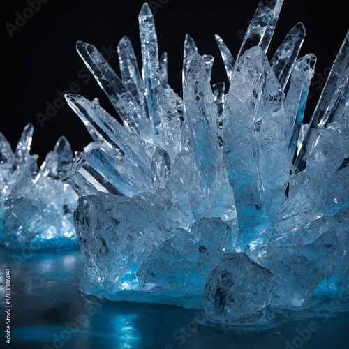 ice on black background