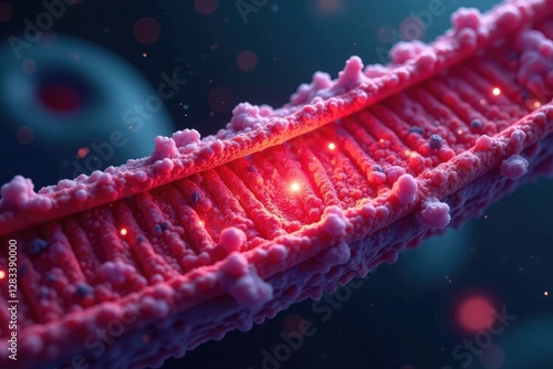 Red-colored ion channel in cellular membrane with ATP bound, membrane receptors, cell biology