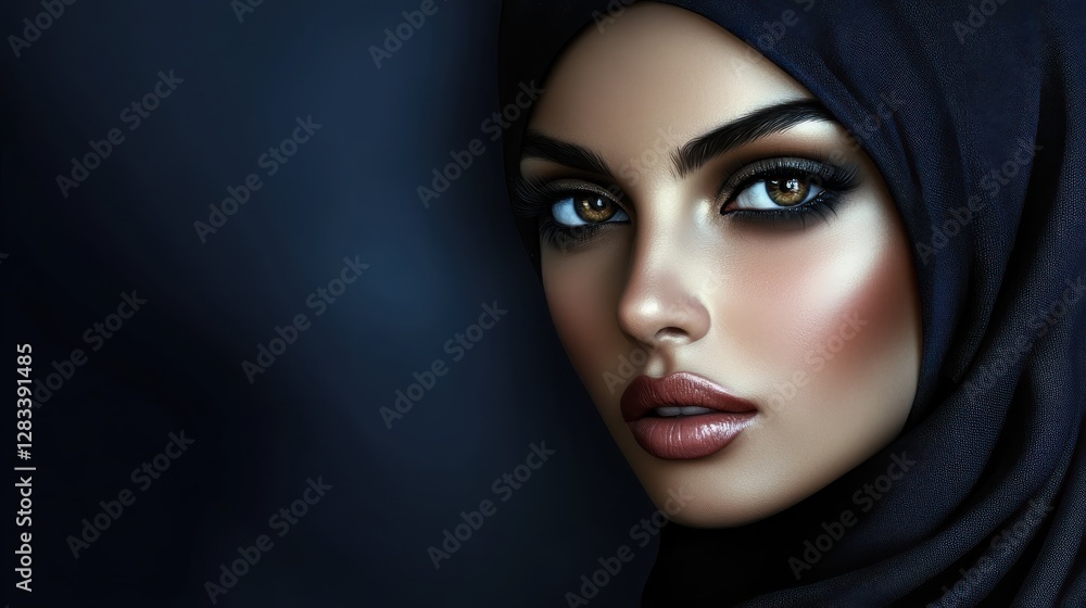 Beautiful woman in hijab with striking eyes and flawless skin Beautiful woman in hijab with striking eyes and flawless skin