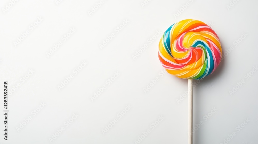 Colorful Swirl Lollipop on White Background with Simple Design Colorful Swirl Lollipop on White Background with Simple Design
