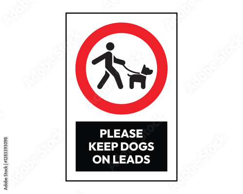 Please Keep Dogs on Leads Sign Safety Compliance High Quality Vector