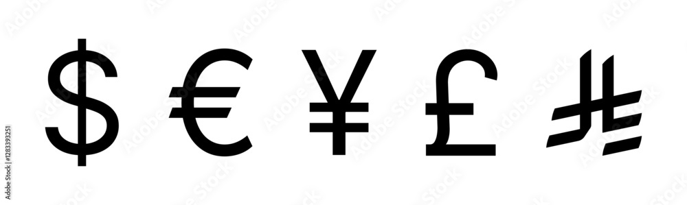 nternational currency symbol icons. Currency symbols. Dollar, Euro, Pound, Riyal, Rupee, Yen or Yuan, Franc, Won, Renminbi and Turkish lira se. Money kind icons. Vector Illustration. Vector graphic. nternational currency symbol icons. Currency symbols. Dollar, Euro, Pound, Riyal, Rupee, Yen or Yuan, Franc, Won, Renminbi and Turkish lira se. Money kind icons. Vector Illustration. Vector graphic.