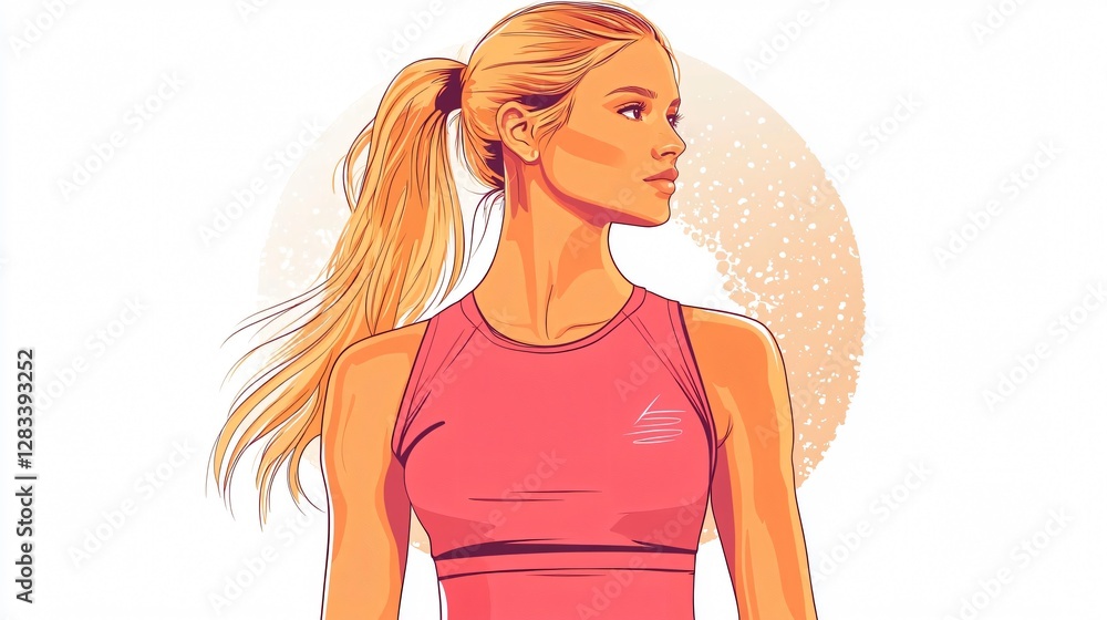 Vector Illustration of a Young Athletic Blonde in White Vector Illustration of a Young Athletic Blonde in White