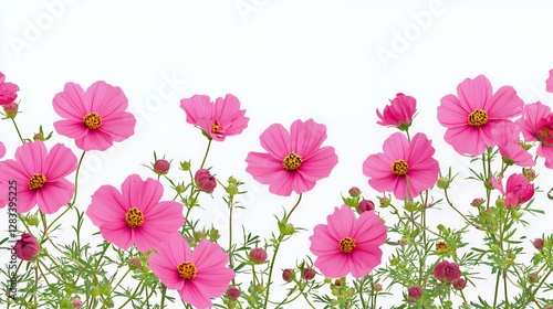 Wallpaper Mural Pink Cosmos Flowers on White Background Torontodigital.ca
