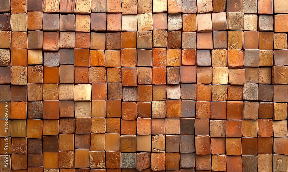 Artistic mosaic creation featuring rectangular terracotta segments arranged in a dynamic, eye-catching patterned masterpiece stunning Artistic mosaic creation featuring rectangular terracotta segments arranged in a dynamic, eye-catching patterned masterpiece stunning