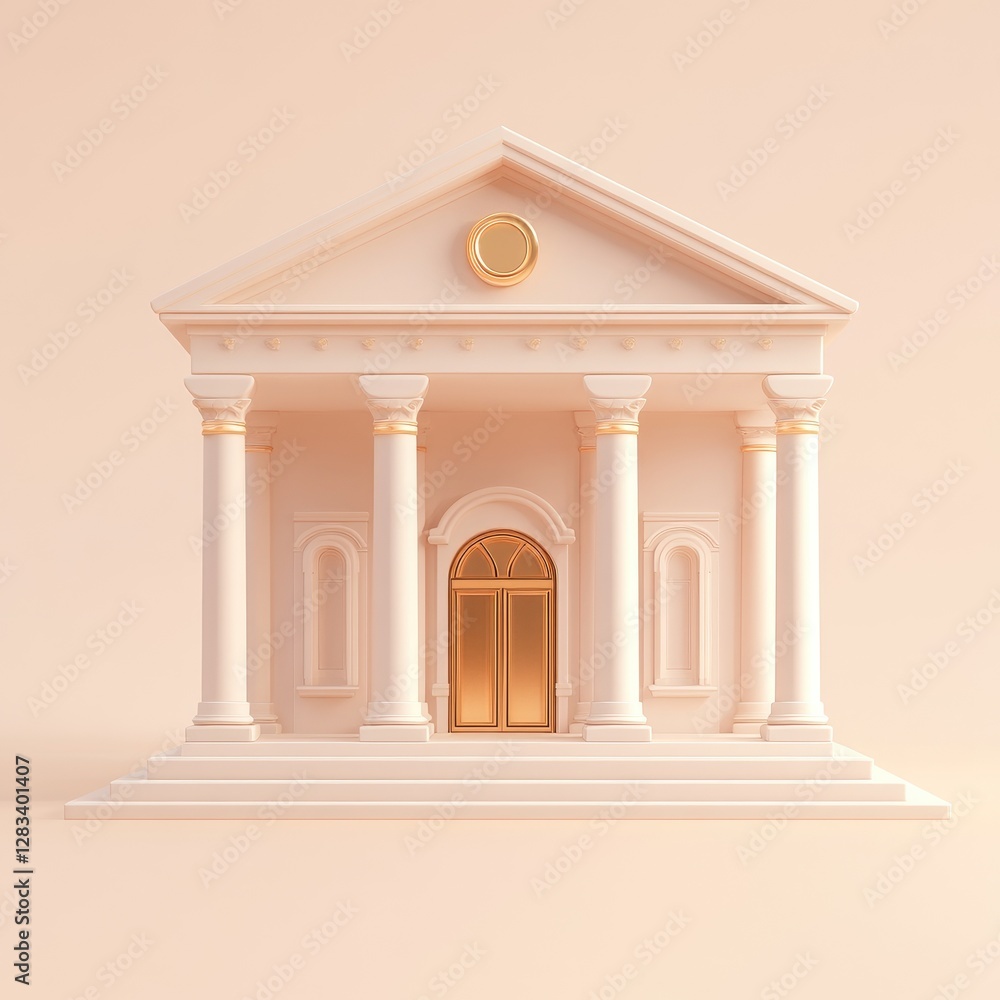 Fototapeta premium A classical building representing a bank with columns and gold