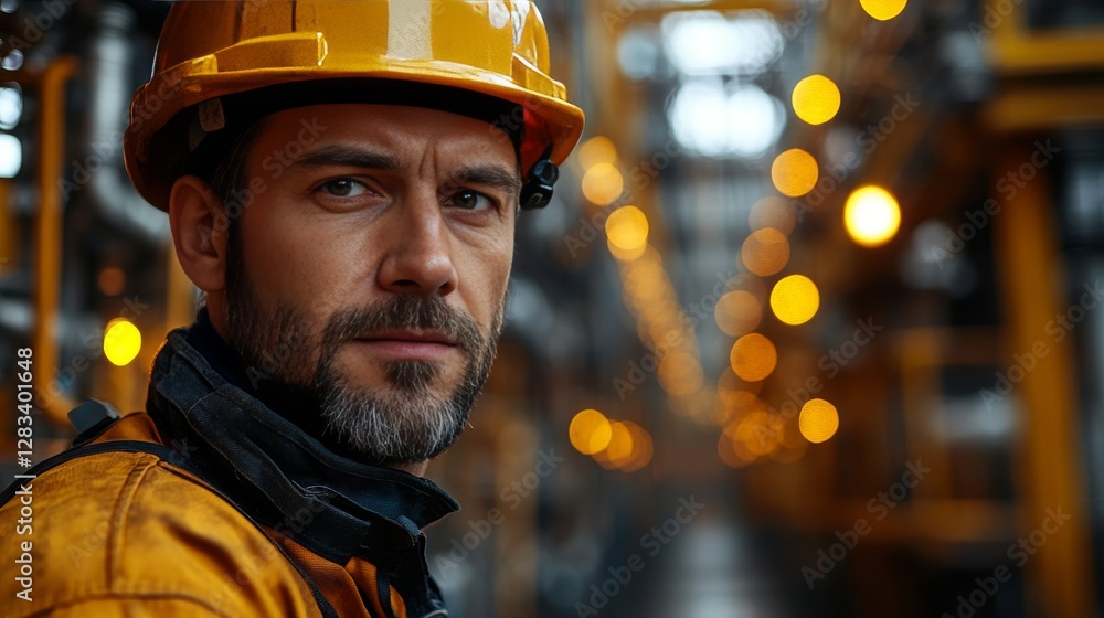 Professional Engineer in Industrial Environment with Safety Helmet Professional Engineer in Industrial Environment with Safety Helmet