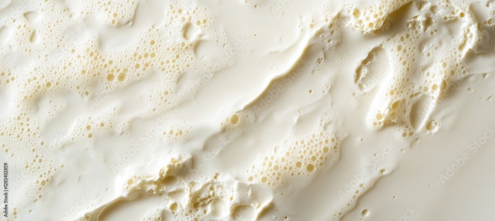 Creamy milk surface forming gentle waves and air bubbles Creamy milk surface forming gentle waves and air bubbles
