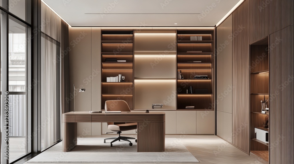 A stylish and functional home office space designed for remote work, featuring ergonomic furniture, ample natural light, and a clean, minimalist aesthetic. A stylish and functional home office space designed for remote work, featuring ergonomic furniture, ample natural light, and a clean, minimalist aesthetic.