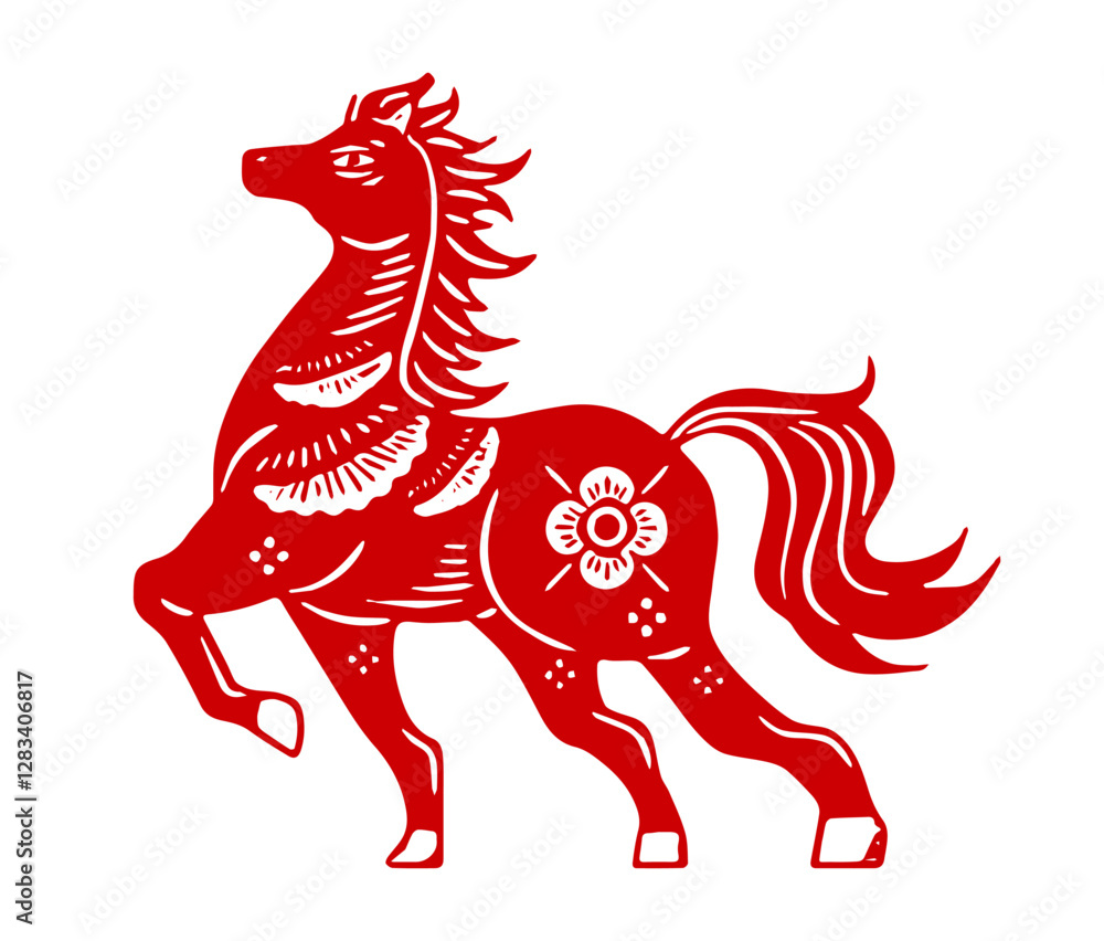 Happy Chinese new year 2026 horse Zodiac sign on color background Happy Chinese new year 2026 horse Zodiac sign on color background