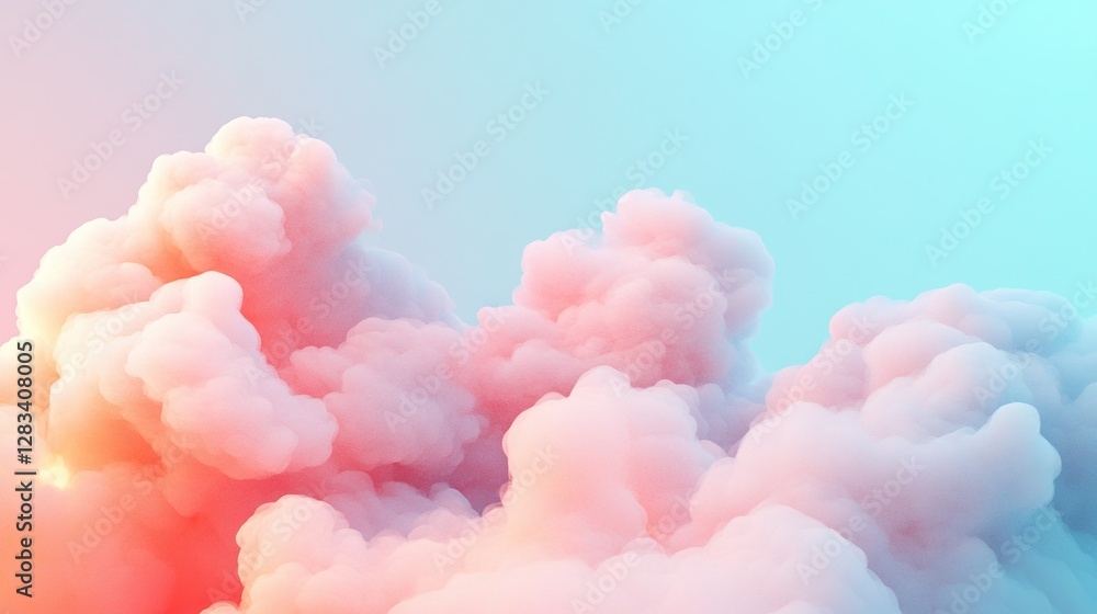 Fototapeta premium Dry ice smoke clouds, abstract fog overlay, gradient lighting