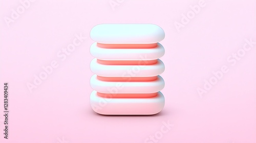 Minimalistic Composition of White and Pink Rounded Rectangles photo