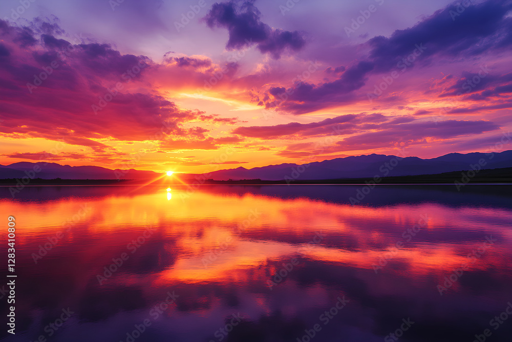 Twilight's Embrace: A Breathtaking Display of the Sun Setting Beyond the Horizon, Painting the Sky with Vibrant, Warm Hues Twilight's Embrace: A Breathtaking Display of the Sun Setting Beyond the Horizon, Painting the Sky with Vibrant, Warm Hues