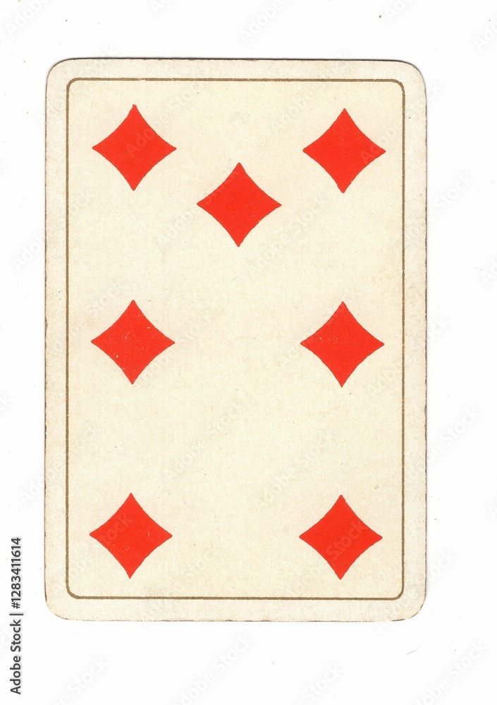 An antique diamonds playing card on a white background. An antique diamonds playing card on a white background.